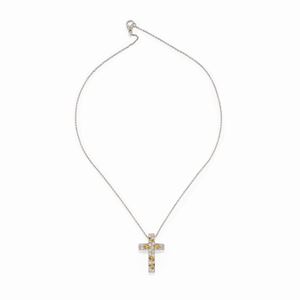 A 18k white gold, diamond and topaz pendant with necklace, Pomellato