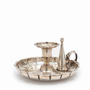 A silver candlestick, England, 19th Century