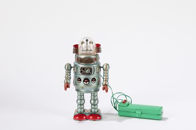 Door Robot, giocattolo in latta giapponese, funzionamento a batteria
