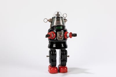 Giocattolo in latta, Robby Robot, funzionamento a batteria, Giappone, 1956
