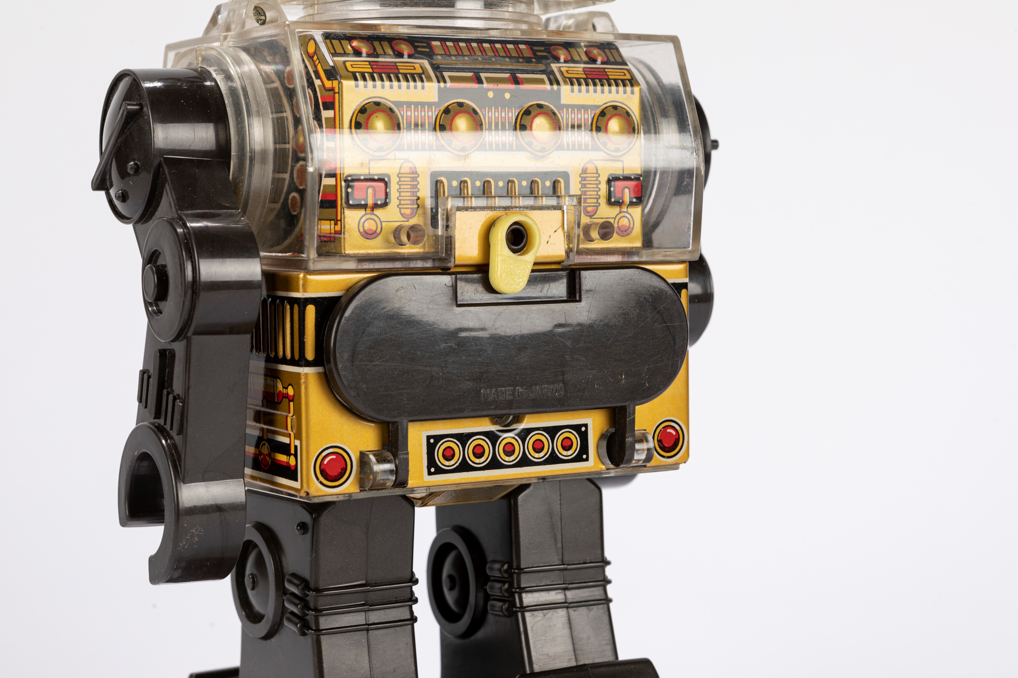S.h. Horikawa - Piston Robot, giocattolo in latta e plastica anni '60 con funzionamento a batteri...