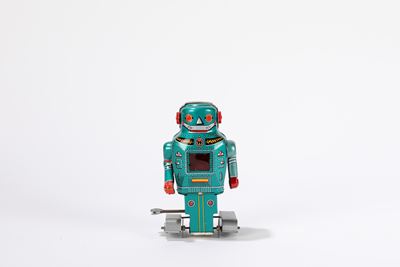 Robot Mighty, giocattolo in latta a molla, Giappone, Anni '60