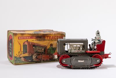 Robot Tractor, Giocattolo in latta con funzionamento a batteria, Anni '60