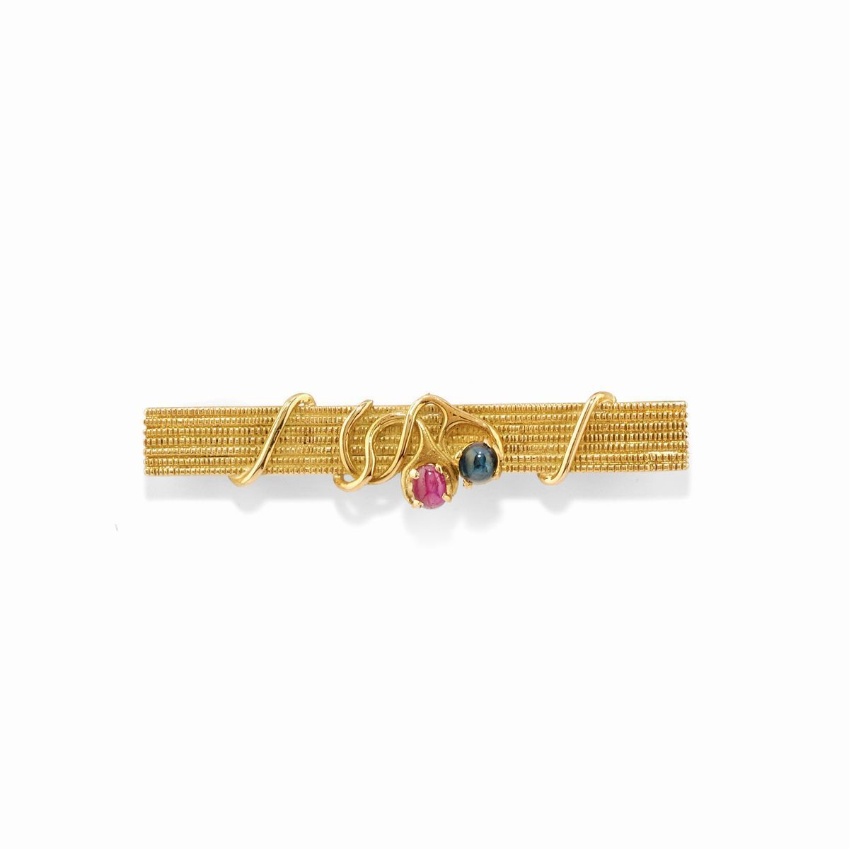 Pao Ying Wang - Due spille in oro giallo 18k con rubini e zaffiri