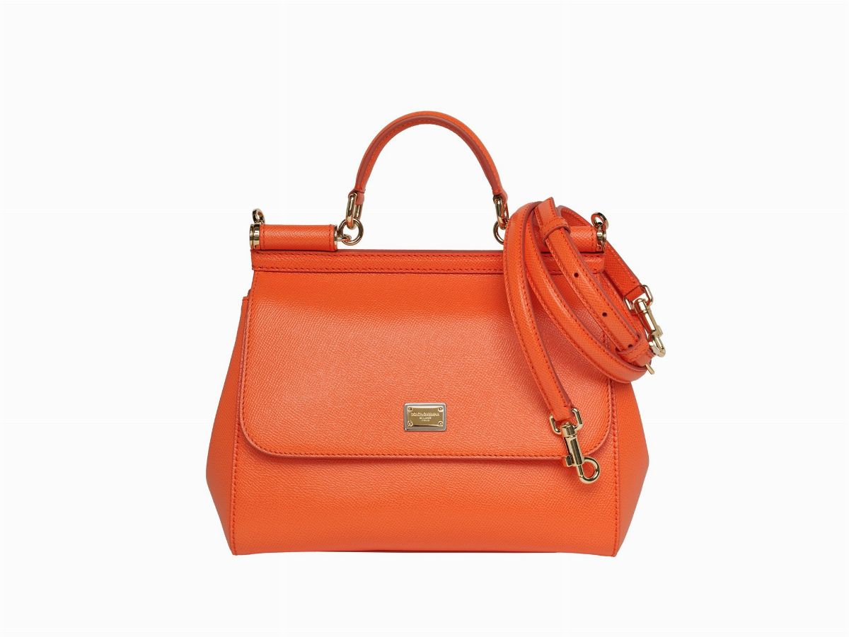 Dolce & Gabbana Orange Leather Small Miss Sicily Bag