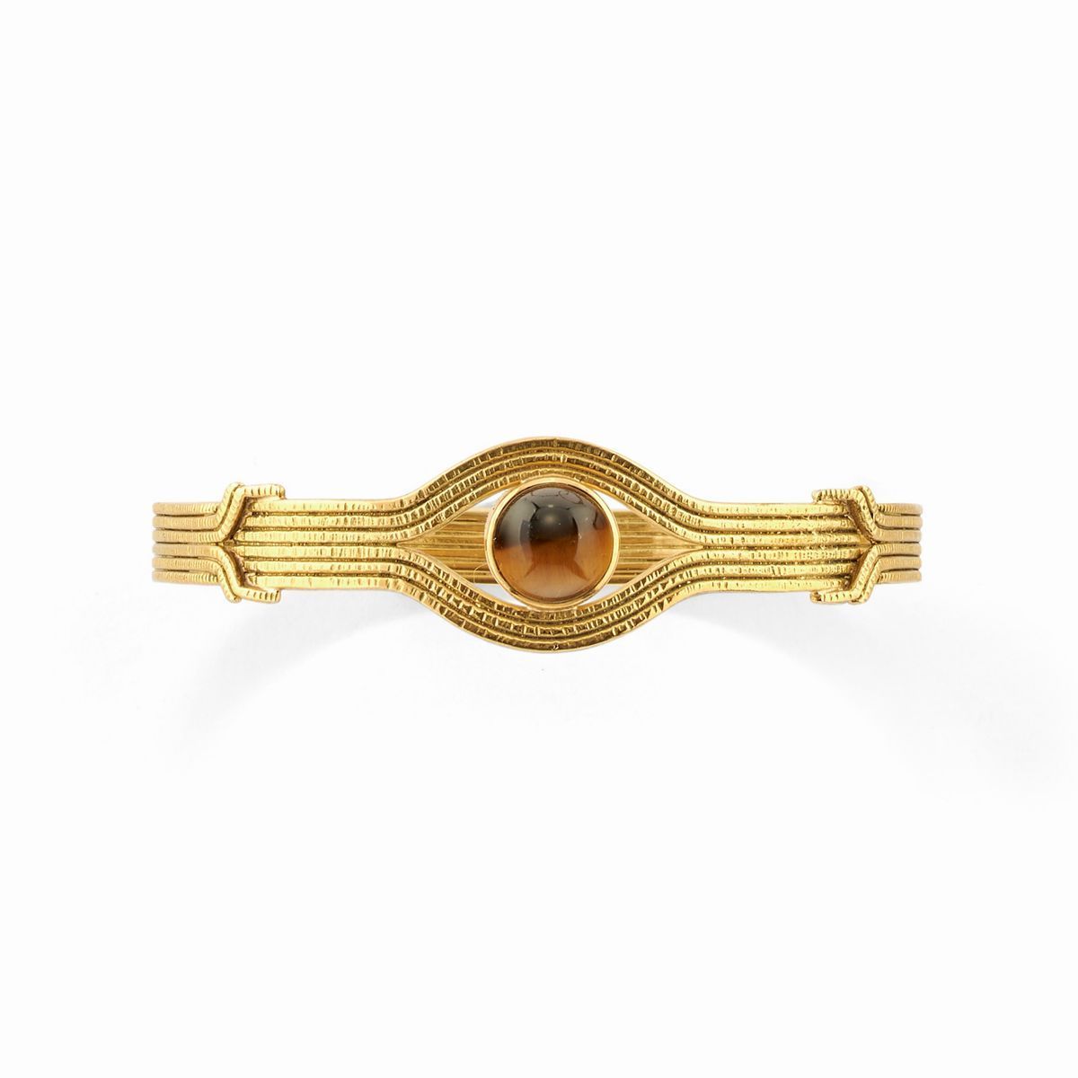 Pao Ying Wang - Due bracciali in oro giallo 18k con pietre di luna e occhio di tigre