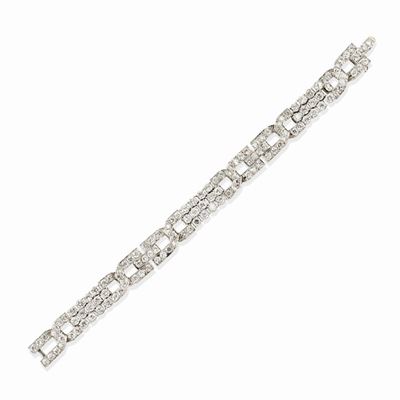 Bracciale in platino con diamanti taglio vecchio, circa 1930