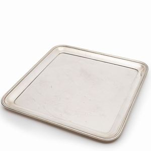A silver tray, Italy 20th Century, defects