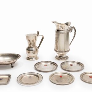 Nine silver objects, Italy 20th Century