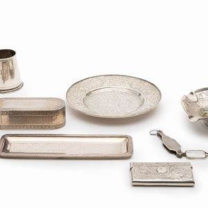 Eight silver objects, 20th Century, defects
