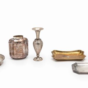 Six silver objects, Italy 20th Century