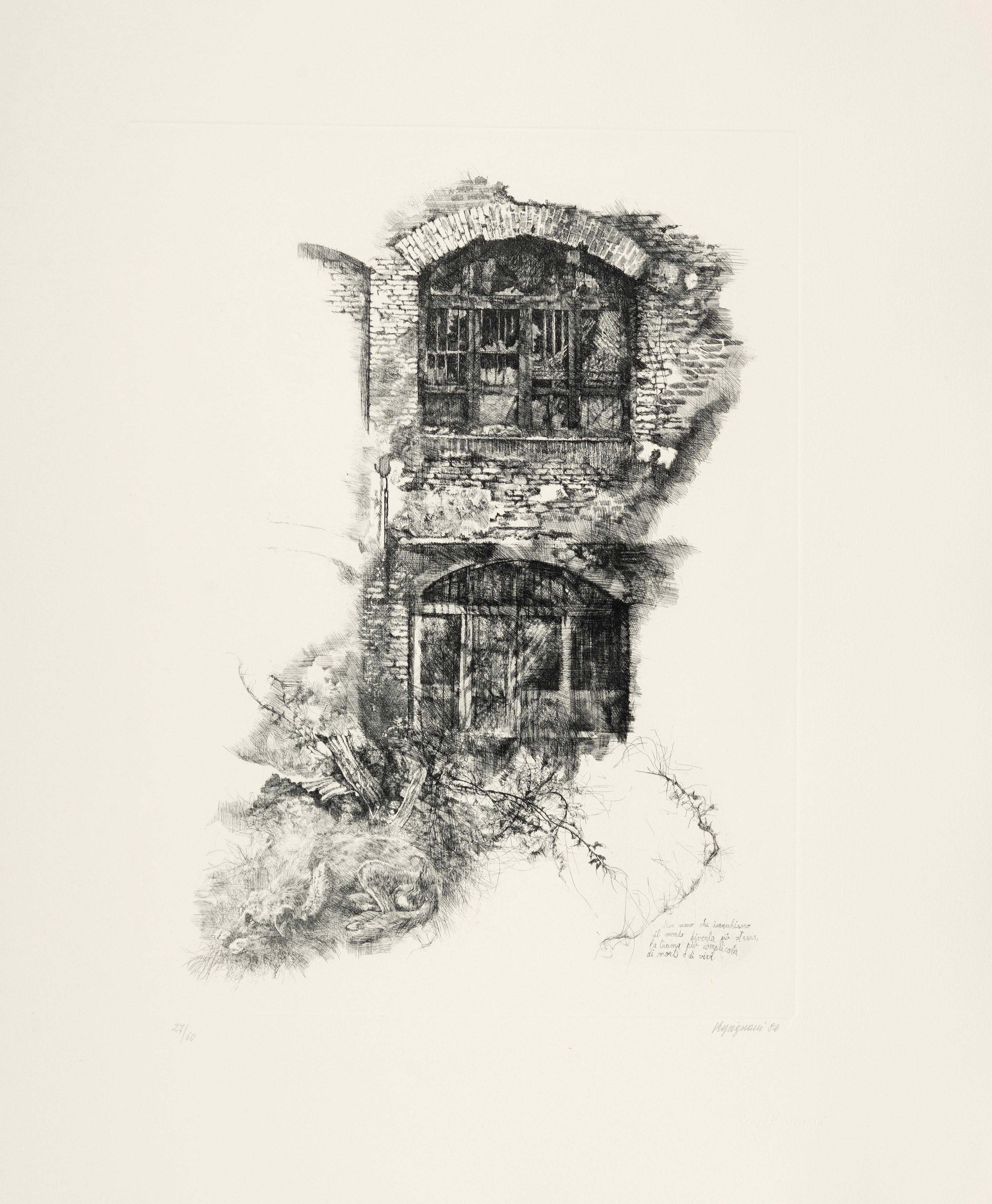 Renzo Vespignani - Rovine con Cane
