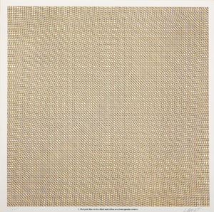 Red grid, blue circles, black and yellow arcs from opposite corners