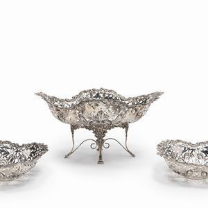Three silver baskets, Italy 20th Century