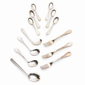 A silver cutlery set, Italy 20th Century