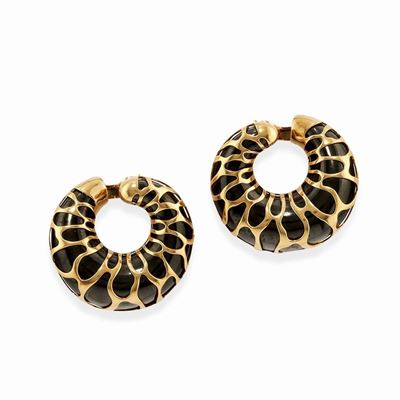 Orecchini in oro giallo 18k con decoro maculato