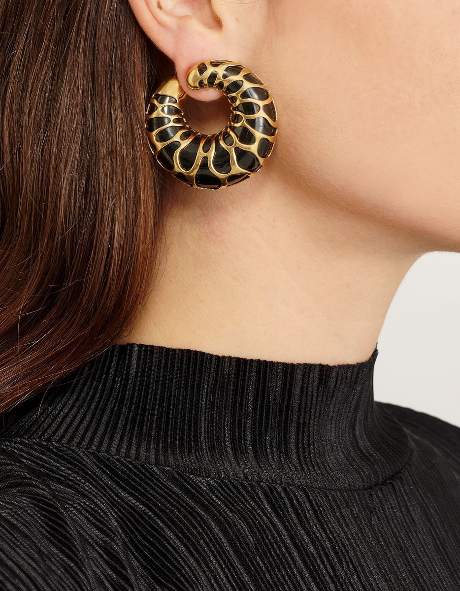 Marina B - Orecchini in oro giallo 18k con decoro maculato