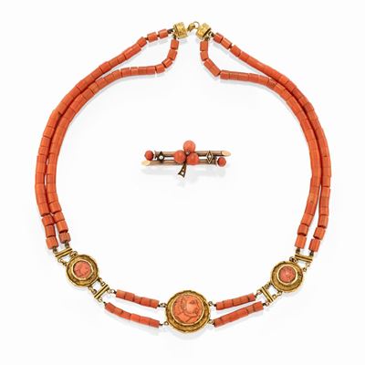 Collana e Spilla con Corallo
