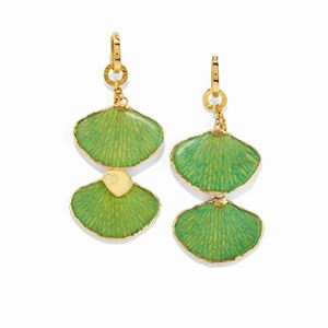 A 18k yellow gold, glass and diamond earrings, signed Verdi Milano