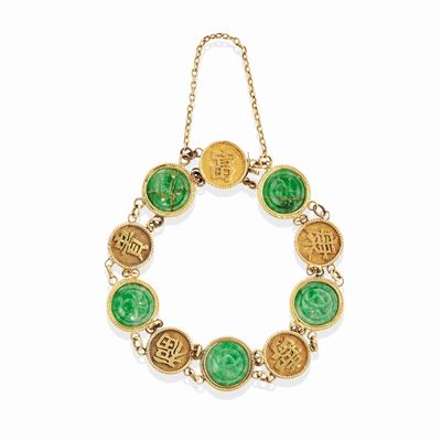 Bracciale in oro giallo 18k con giada giadeite