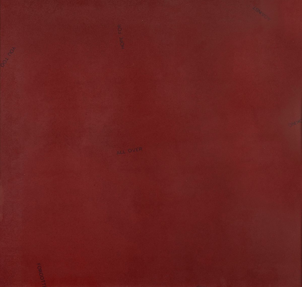 Robert Barry - Senza titolo - 4 stampe offset a colori su fondo rosso, nero e grigio
