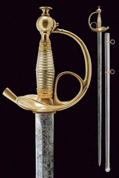 Spada da ufficiale Mod. 1833 "Albertina", Lama dritta con motti risorgimentali, Italia