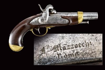 Pistola a luminello da gendarmeria Mod. 1859, Roma, lunghezza 24,2 cm, Cal. 15 mm