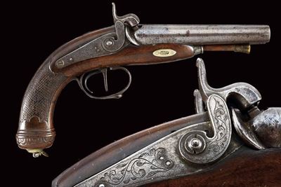 Pistola a luminello a due canne, Granducato di Toscana, 1840-60