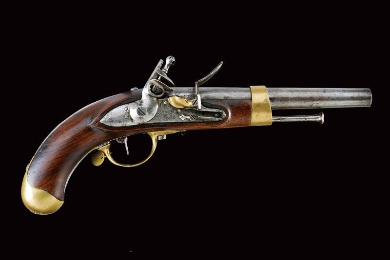 Pistola militare a pietra focaia, Regno di Napoli, 1813, lunghezza 38,2 cm