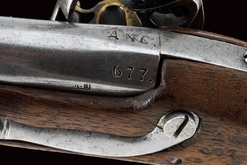Pistola a pietra focaia della gendarmeria di Ancona, Stato Pontificio, lunghezza 24,5 cm, Secondo...