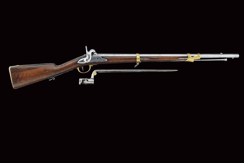 Moschetto a luminello da gendarmeria Mod. 1825T con baionetta, lunghezza 114,3 cm