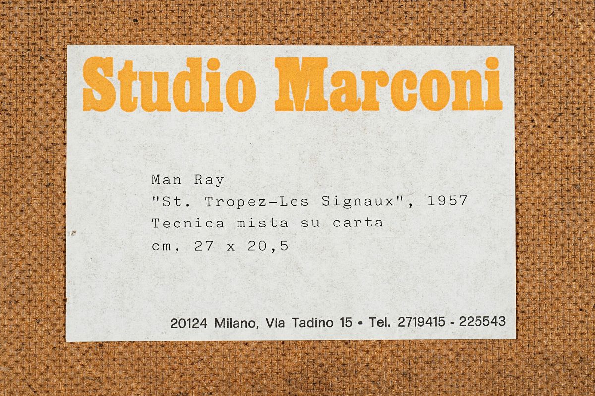 Man Ray - St. Tropez-Les Signaux, tecnica mista su carta applicata su cartone, 1957
