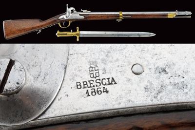 Moschetto da artiglieria Mod. 1844 a luminello con baionetta Mod. 1843, Regno d'Italia