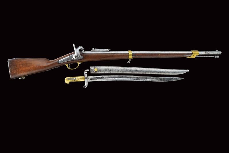 Regno delle Due Sicilie, Carabina a luminello da cacciatori Mod. 1850 con baionetta, lunghezza 12...