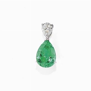 Pendente con smeraldo e diamante