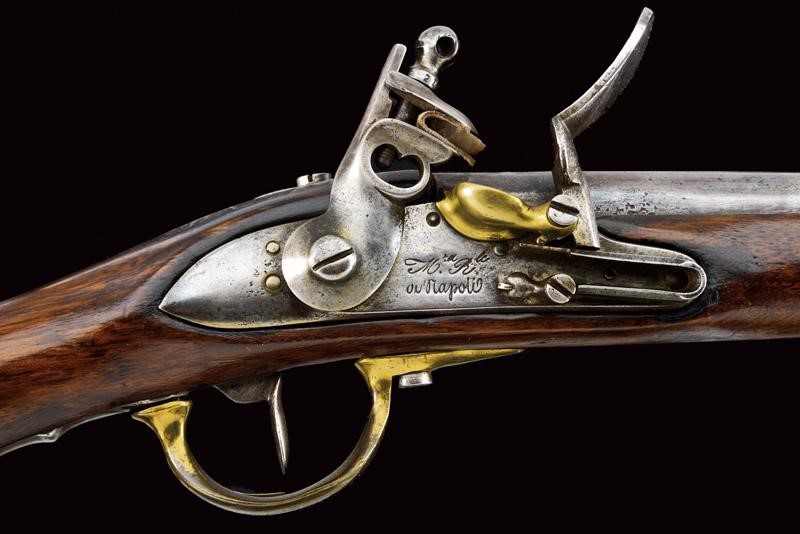 Moschetto a pietra focaia con baionetta, Regno delle Due Sicilie, lunghezza 114 cm