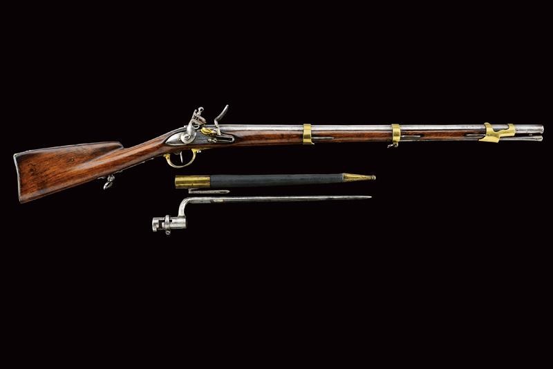 Moschetto a pietra focaia con baionetta, Regno delle Due Sicilie, lunghezza 114 cm