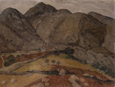 Montagna di Anticoli, olio su cartone pressato, 1919