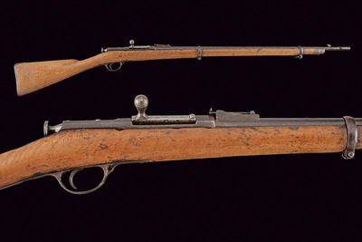 Fucile Berdan II a retrocarica, tecnica Russia imperiale, lunghezza 135 cm