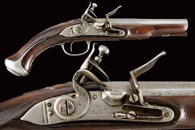 Pistola militare a pietra focaia, lunghezza 38,5 cm