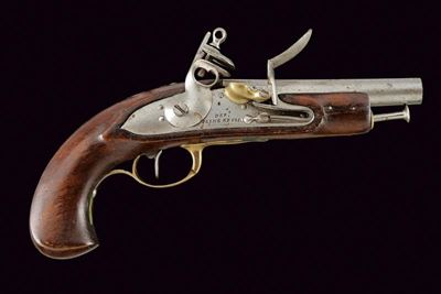 Pistola a pietra focaia della Guardia Campestre, Francia, lunghezza 27.5 cm