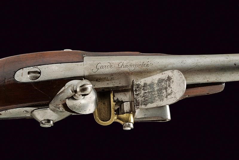 Pistola a pietra focaia della Guardia Campestre, Francia, lunghezza 27.5 cm