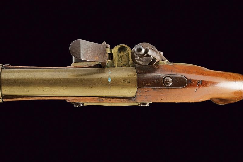 Pistola a pietra focaia da marina, Francia, lunghezza 38 cm