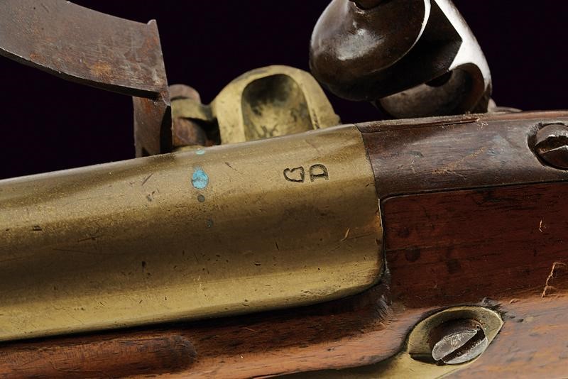 Pistola a pietra focaia da marina, Francia, lunghezza 38 cm