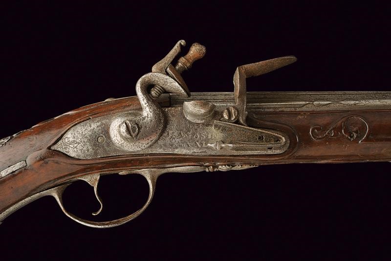 Pistola militare a pietra focaia, firmata Thomas, Magazin Royal, Francia