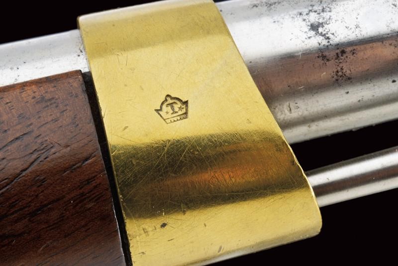 Pistola a pietra focaia da ufficiale, modello AN 13, tecnica Charleville, lunghezza 36.5 cm