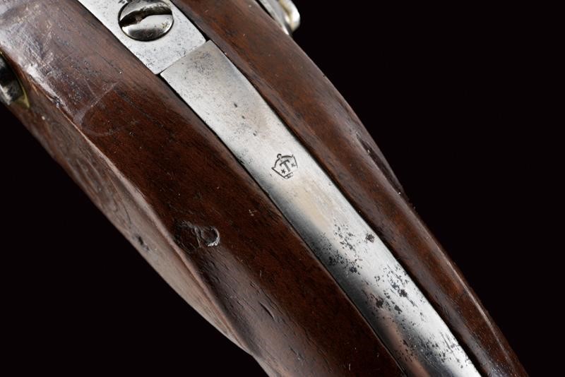 Pistola a pietra focaia da ufficiale, modello AN 13, tecnica Charleville, lunghezza 36.5 cm