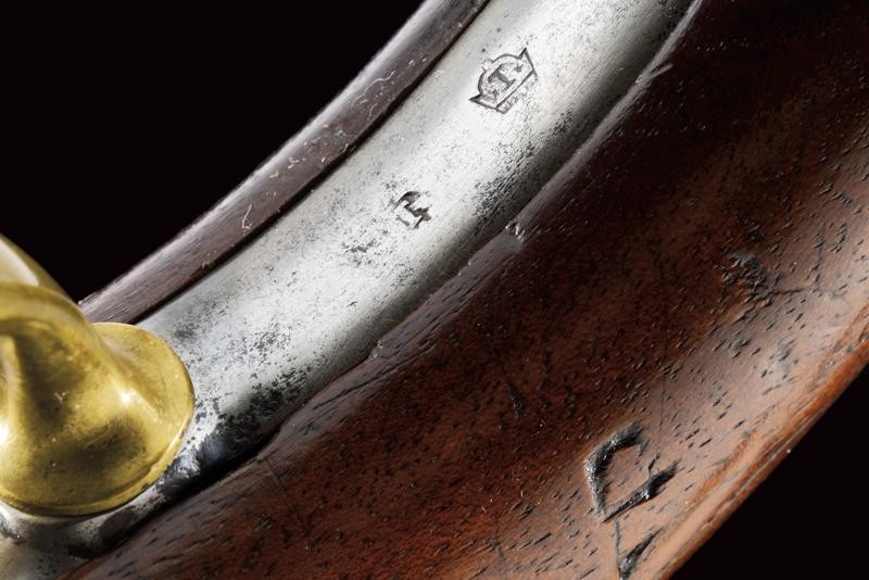 Pistola a pietra focaia da ufficiale, modello AN 13, tecnica Charleville, lunghezza 36.5 cm