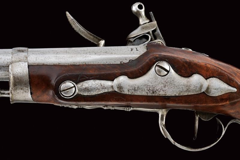 Paio di pistole a pietra focaia da ufficiale, Brescia, lunghezza 32.5 cm