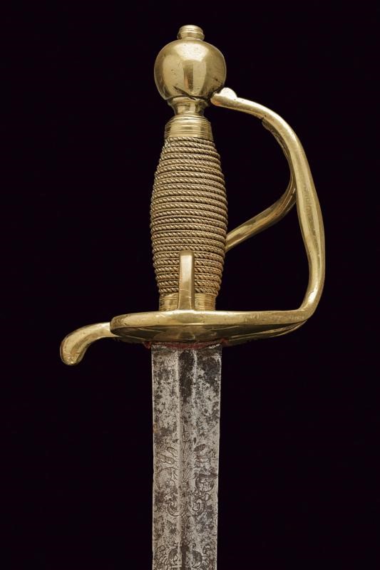 Spada della 'Garde du Corps du Roi', lama a due fili con incisioni e fornimento in ottone